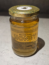 Award-winning 340g jar of Willow Park Honey, pure and unfiltered from Essex apiaries.